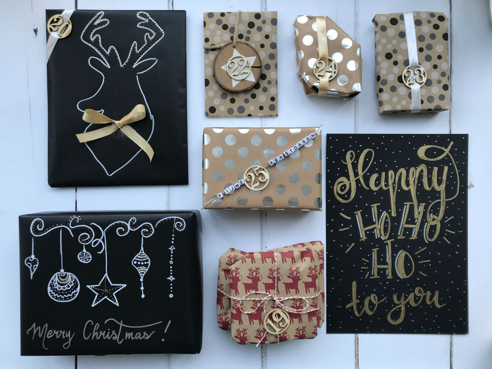 Volwassenheid tapijt Zonsverduistering Krijtbord papier DIY - originele inpak manieren - inpak ideeen